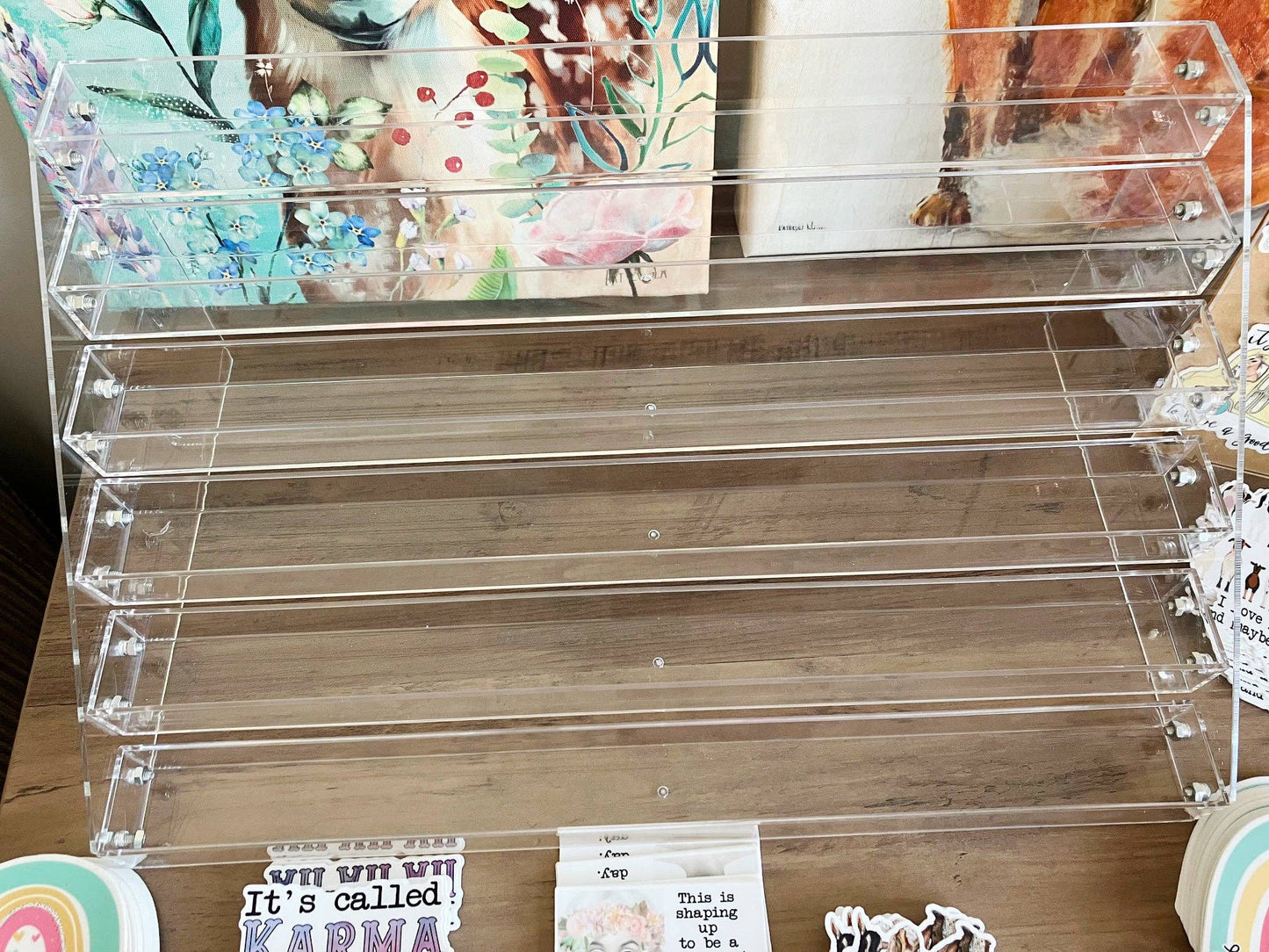 6 Tier Vinyl Sticker Acrylic Display Stand 12.4"