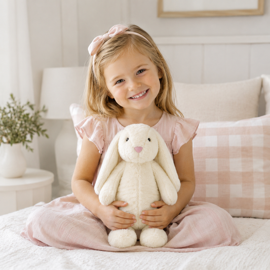16" Weighted Cream Plush Bunny