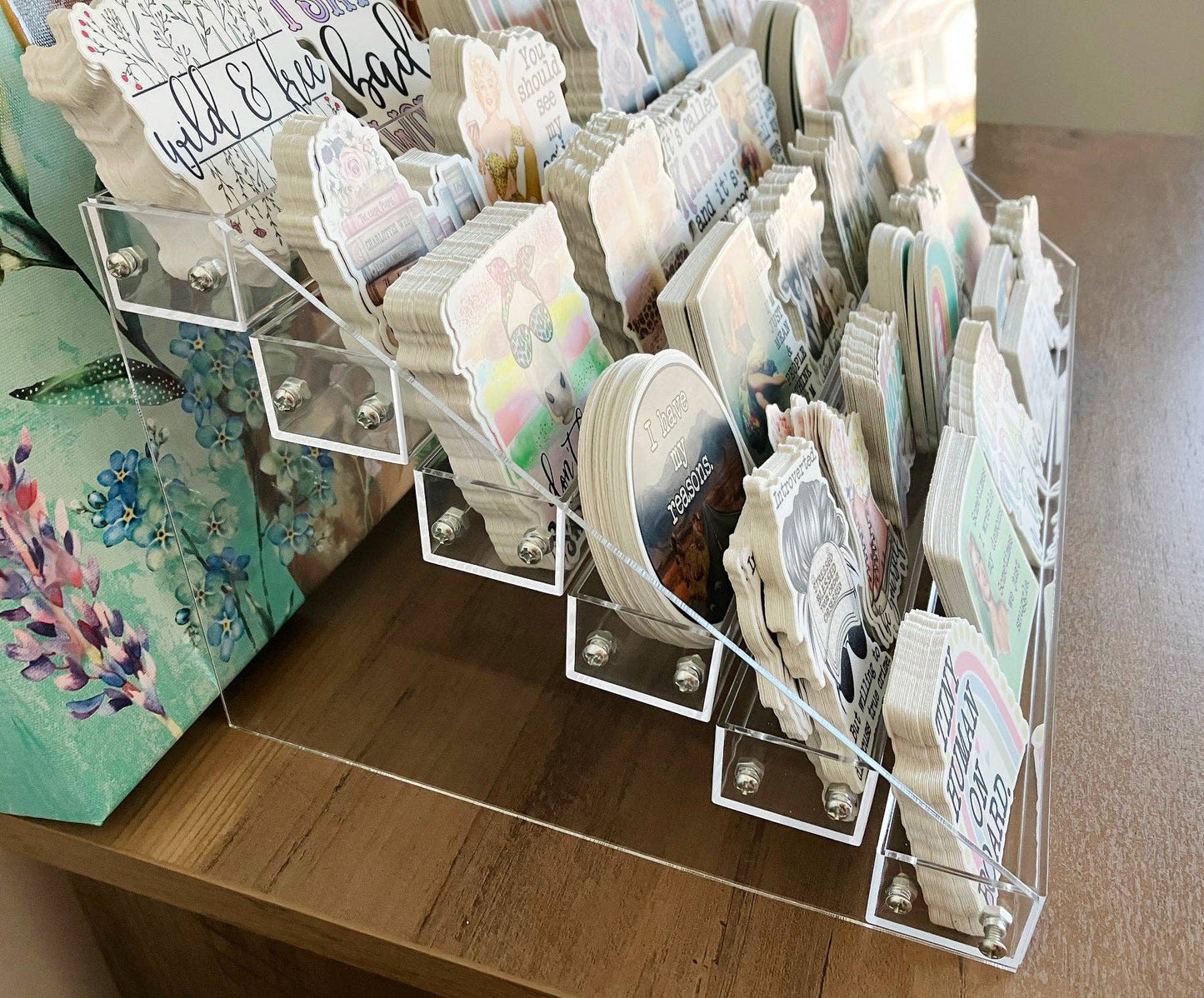 6 Tier Vinyl Sticker Acrylic Display Stand 12.4"