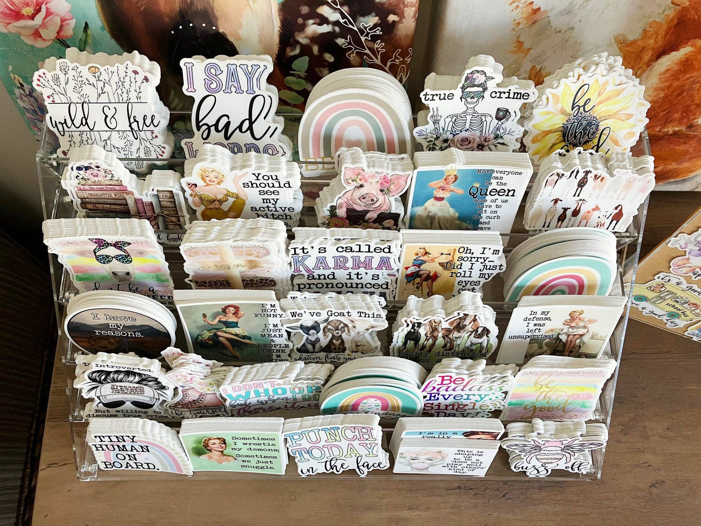 6 Tier Vinyl Sticker Acrylic Display Stand 12.4"