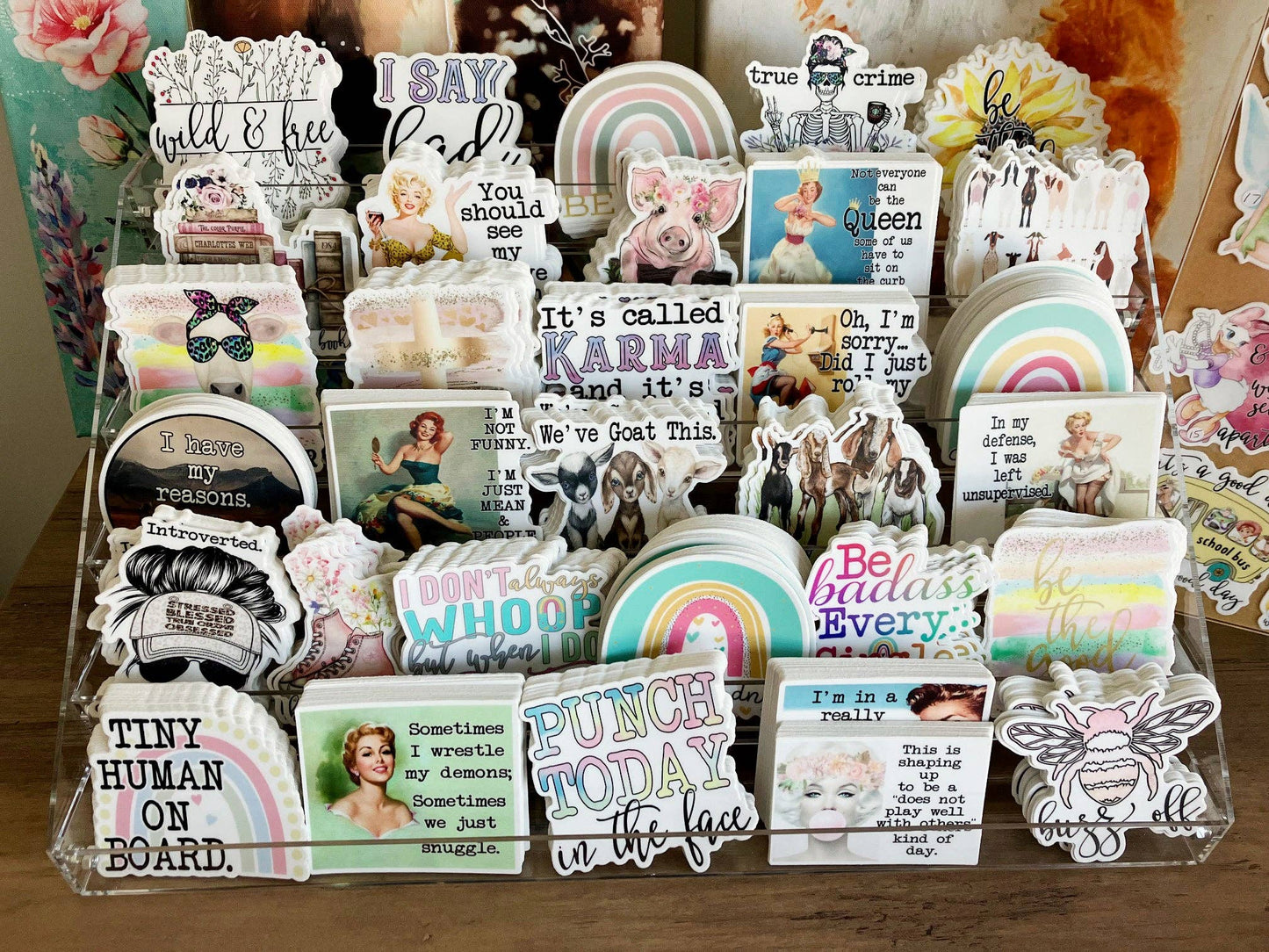 6 Tier Vinyl Sticker Acrylic Display Stand 12.4"