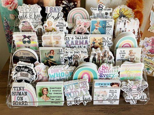 6 Tier Vinyl Sticker Acrylic Display Stand 12.4"