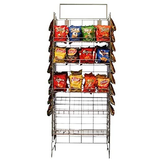 Potato Chip Rack w/ 5 Shelves and 48 Clips: Black