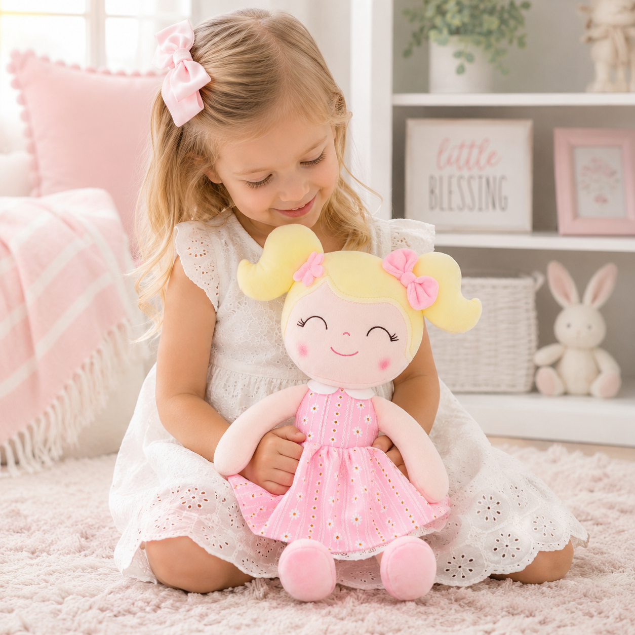16" Keepsake Plush Doll - Pink Dress Blonde Hair