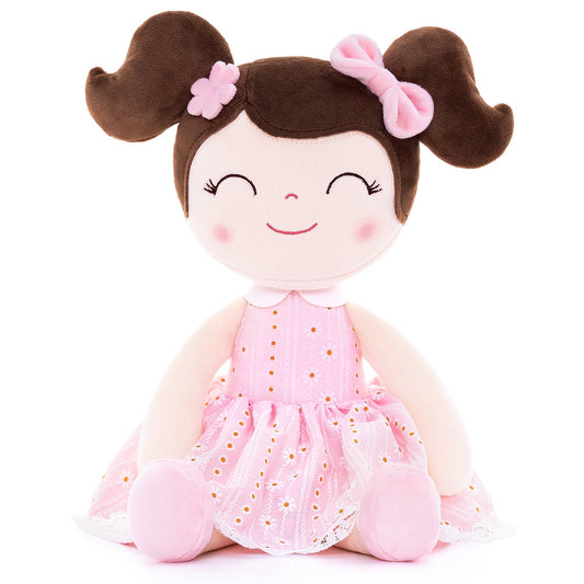 16" Keepsake Plush Doll - Pink Dress Dark Brown Hair