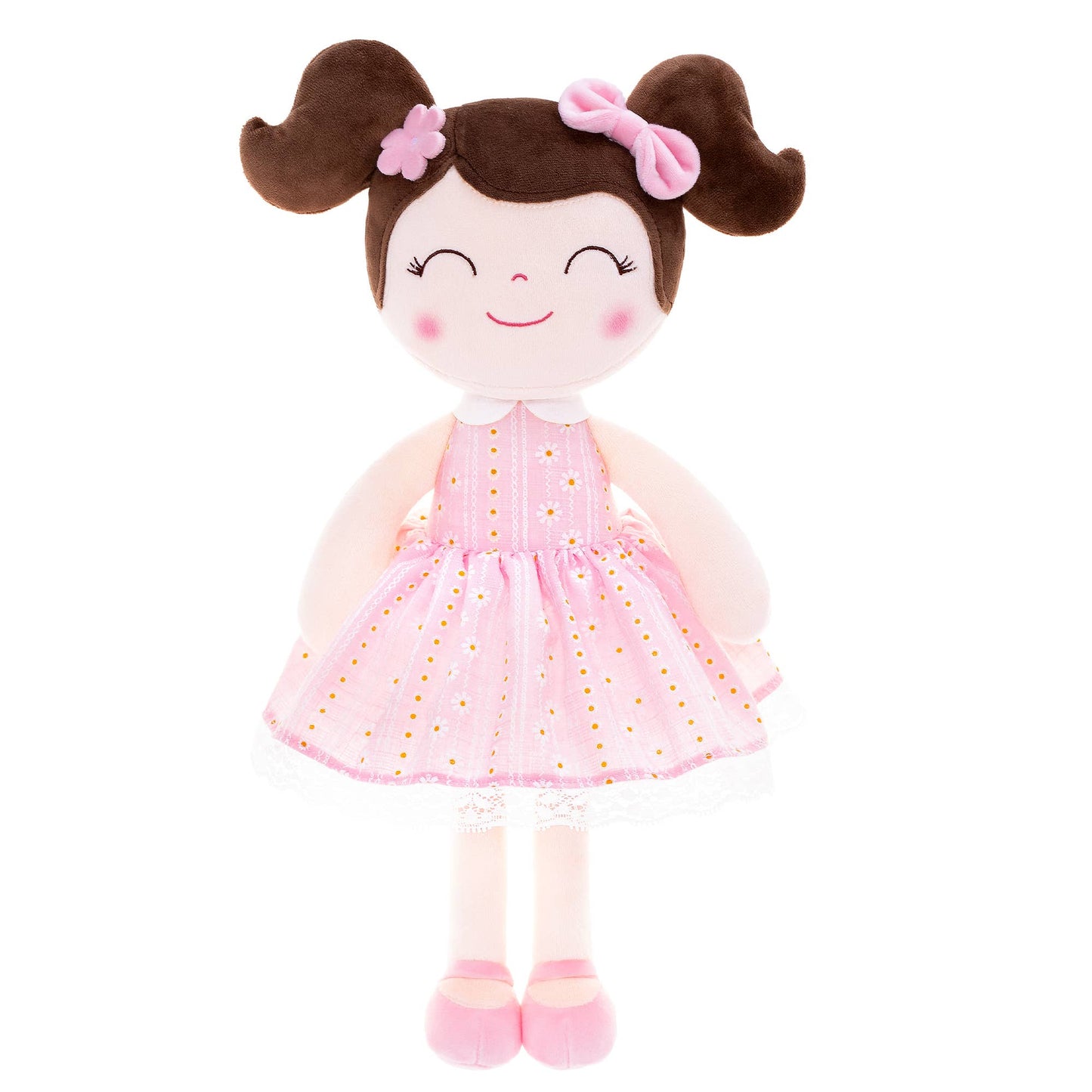 16" Keepsake Plush Doll - Pink Dress Dark Brown Hair
